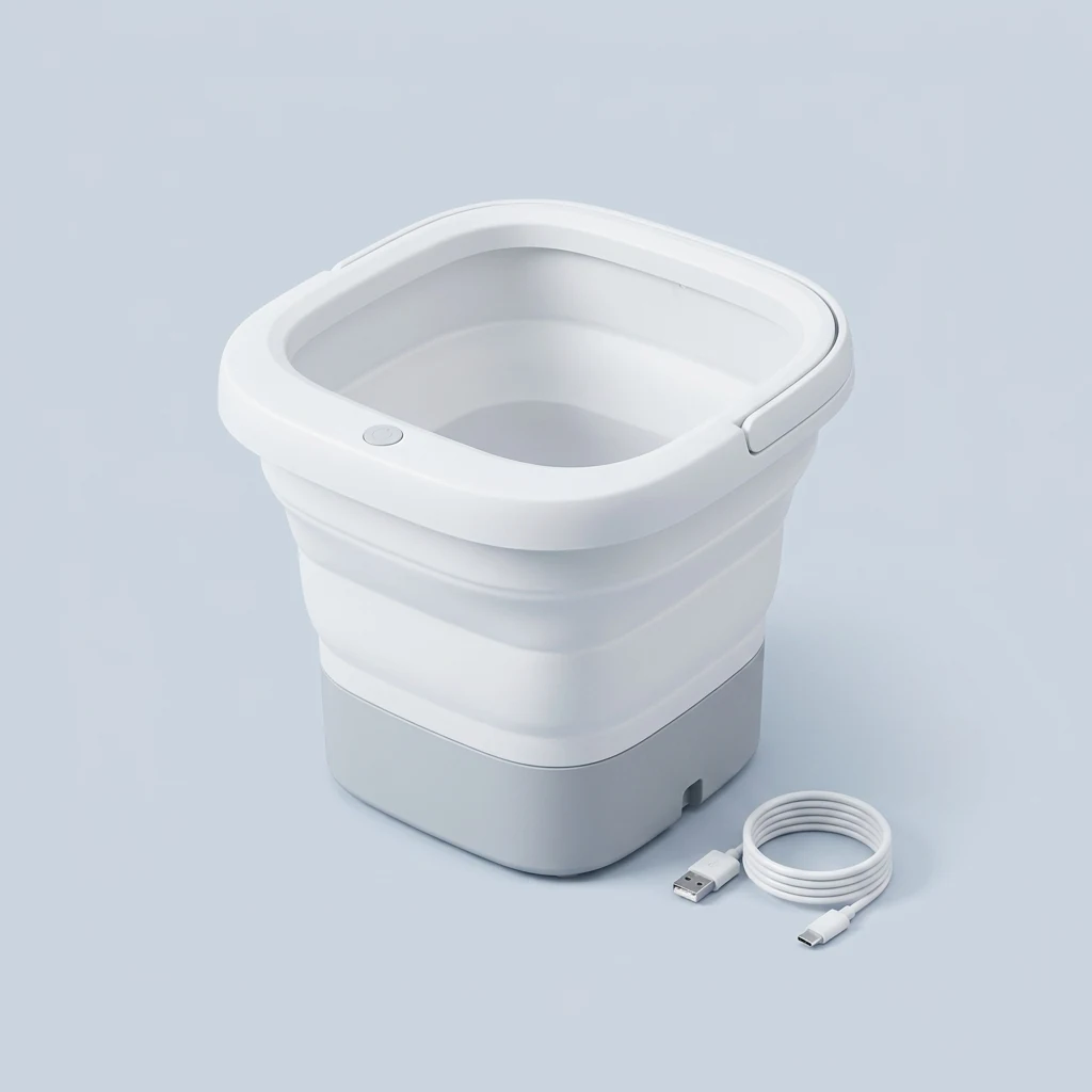 The CleanWave Mini foldable portable washing machine