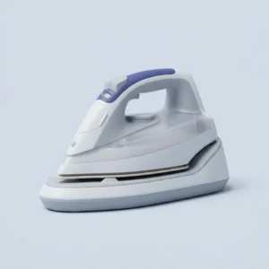 The cordless steam iron on its base station