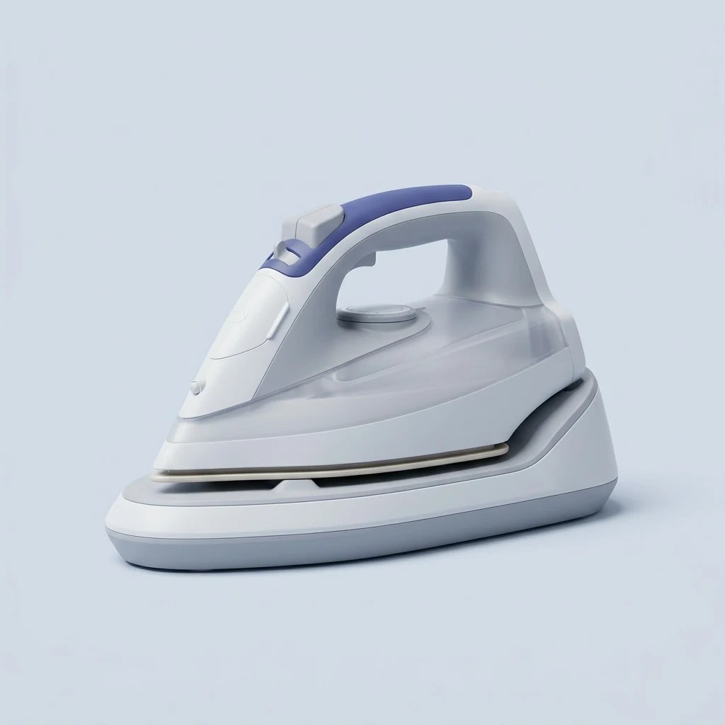 The cordless steam iron on its base station